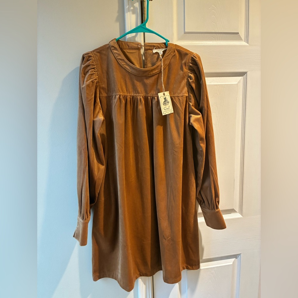 Easel Brown Long Sleeve Casual Dress